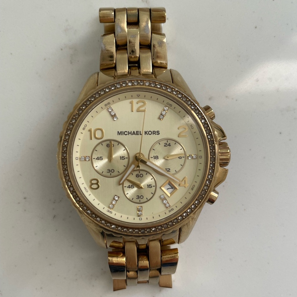 Michael Kors gold watch (with diamonds & date)